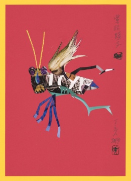 《紫睛蜢子 》 29.7x21cm 纸本拼贴 2019 