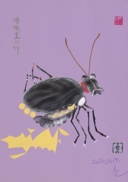 《明珠里的䖬》42x29.7cm 纸本拼贴 2020