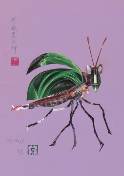 《明珠里的䖬》 42x29.7cm 纸本拼贴 2020 