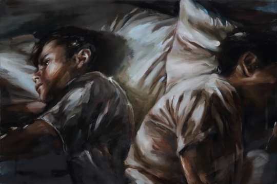 陈晗&nbsp;《失眠》&nbsp; 60x90cm&nbsp;布面油画&nbsp;2021 