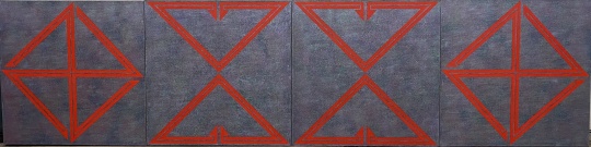 《朱砂》&nbsp;145×145cm （单联尺寸，共4联）布面矿物质颜色 2020 