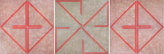 《朱砂》&nbsp;145×145cm（单联尺寸，共12联）布面矿物质颜色 2019&nbsp; 