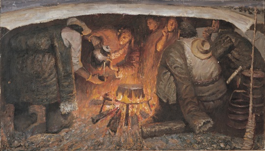毛旭辉 《喝茶》 62×110cm 纸本油画 1981 