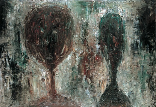 毛旭辉 《两个头像之二》 53×77cm 纸本油画 1988 