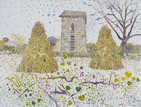 毛旭辉 《圭山·玉米秆儿垛和烤烟房》 60×80cm 布面油画 2010