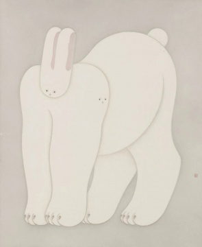 李戬 《白兔》 119×98cm&nbsp;纸本设色&nbsp;&nbsp;2021 