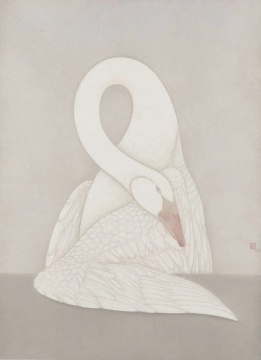 李戬 《白鸟》 93×68cm&nbsp;纸本设色&nbsp;2020 