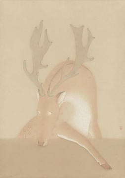 李戬 《鹿》&nbsp;94×67cm 2020 纸本设色 