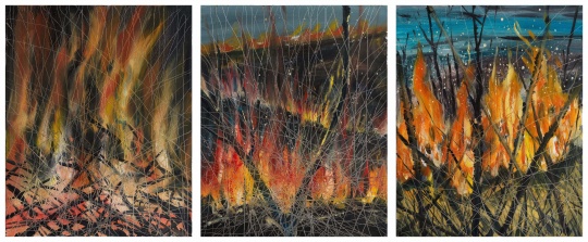 孙逊&nbsp; 电影“魔法星图”—《&nbsp;㷋燚宗教》 50×40cm×3 布上油画 2021&nbsp;&nbsp; 