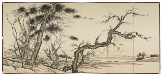 孙逊 《燚秋色》172×379cm 日本屏风，墨 2020&nbsp; 