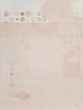 梁铨 《冷泉之三》 122×92cm. 茶、色、墨宣纸拼贴于亚麻布 2013 