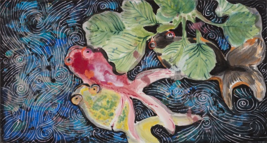 梁缨 《荷动知鱼散》 97×179cm 纸本设色 2018 