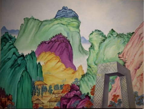王明贤《王蒙山水+CCTV 》105×80cm 布面油画 2020&nbsp; 