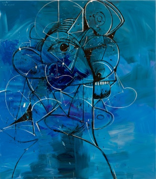 乔治·康多&nbsp;《降D调布鲁斯》203.2 x 177.8 x 3.8 cm&nbsp;&nbsp;亚麻布油彩2021&copy; 乔治·康多，私人收藏，由Tian & Ran及豪瑟沃斯画廊提供，摄影：兰斯·布鲁尔