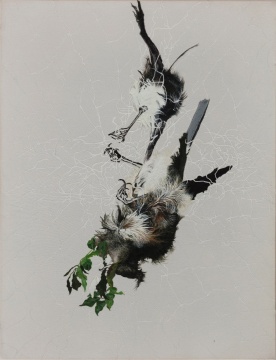 《自留地-为何不是金丝雀》34×26cm 丝绸上国画，油性颜料 2020&nbsp; 