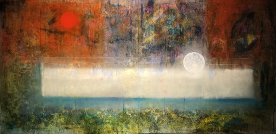 李瑞 《日月同辉》 160×80cm&nbsp; 布面油画 2021