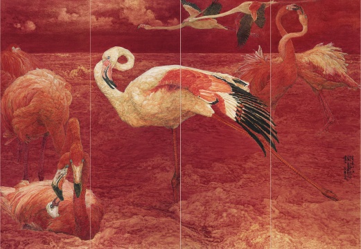 &nbsp;李蒸蒸《爱是什么》108×39cm×4&nbsp;金笺卡板通景四条屏&nbsp; 2020&nbsp; 