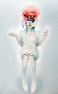 宋琨 （b.1977）&nbsp; 《地藏六使者—大力使者 》 布面油画 材料拼贴&nbsp; 220×140 cm&nbsp; 2015 