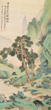 张大千 《李检法定林萧散图》 镜心 设色绢本 122×56cm 