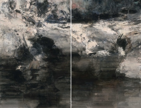 王巖《沧浪幽迹》 300x200cmx2 布面丙烯 2015