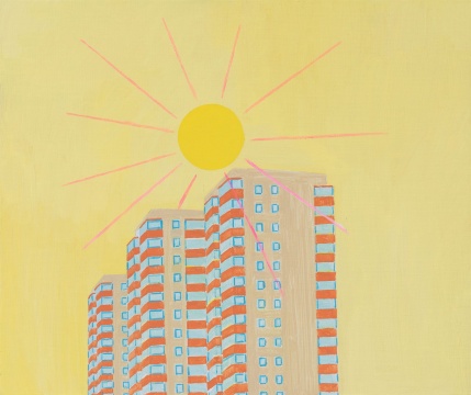 《黄色有光芒的太阳》 38x45cm 布面丙烯 2020 
