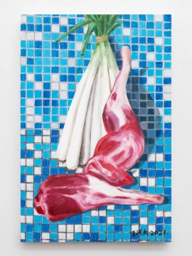 王兴杰 《探亲菜》&nbsp;90×60cm布面丙烯&nbsp;2021 