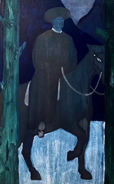 汪一《夜巡》65×40cm 木板油画 2019 