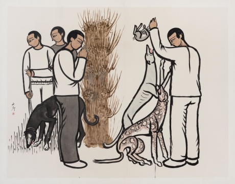 仝天庆《馒头柳》240×310cm 纸本水墨设色 2022&nbsp; 