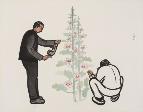 仝天庆《蜀葵》240×310cm 纸本水墨设色 2022&nbsp;&nbsp; 