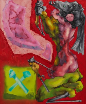 Juliana Paek《爱超越了肉体和金属》120×100cm 布面油画 &nbsp;2021 &copy;&nbsp;Juliana Paek,&nbsp;图片由艺术家提供 