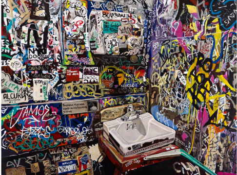 陈轩荣《G1.0.8.0&nbsp;(The Restroom)》150×200cm&nbsp;布面丙烯 2020&nbsp;&nbsp;&copy;&nbsp;陈轩荣, 图片由艺术家提供 