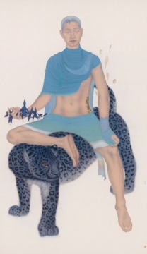 祝铮鸣《青持》 198×115cm 绢本设色 2022&nbsp;