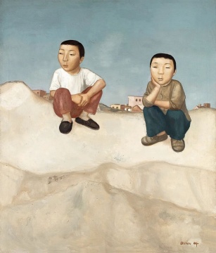 段建伟 《蹲着的小孩》 132×110cm 布面油画 2004&nbsp; 