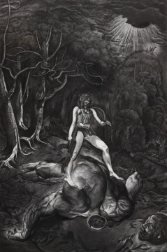 &nbsp;龚辰宇 《偶像-大卫与歌利亚II》296×197.5cm 纸本素描 2019&nbsp; 