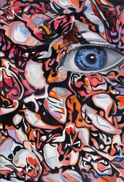 熊宇 《循环的红色图形》 2020 布面油画 60×40cm&nbsp; 