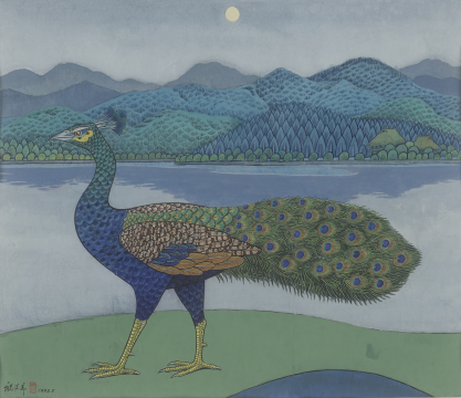 《孔雀》&nbsp;87.5×102cm&nbsp;纸本设色&nbsp;1993年