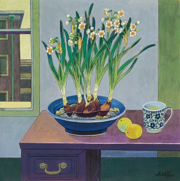 《水仙花》72×72cm 纸本设色&nbsp;1992年 