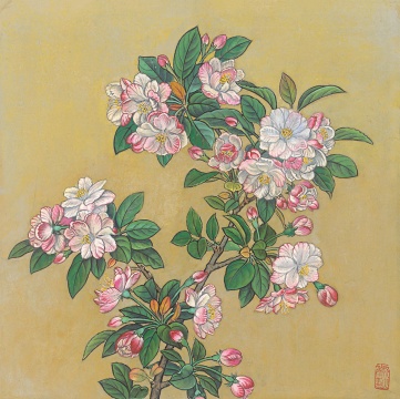 《海棠》38×38.5cm&nbsp;纸本设色&nbsp;1980年代 