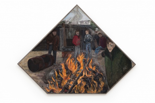 《篝火，音乐与闲逸的时光》135x178x6cm 木板油画&nbsp;1987 