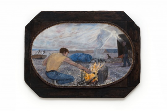 《生火》80.5×107×3.5cm&nbsp; 木板油画&nbsp;1989 