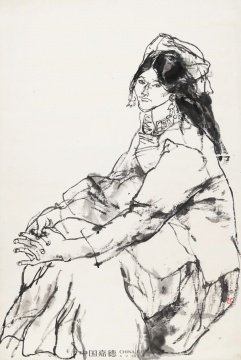 周思聪 《水墨彝女》&nbsp;70.0×46.5 cm 镜心 设色纸本 &nbsp; 