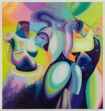 简策 姐妹（3） 2022，布面丙烯，马克笔，蜡笔 200×190 cm 
