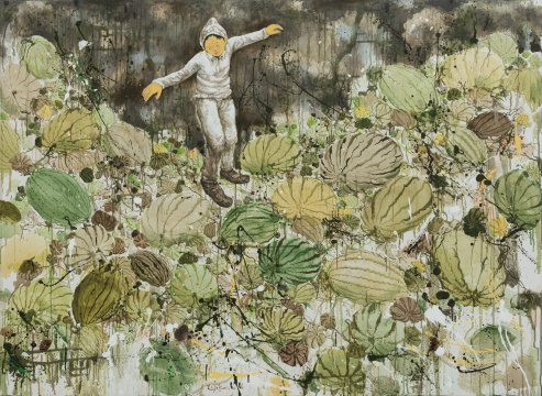 《暗夜西瓜》145 × 200cm 布面丙烯2022 
