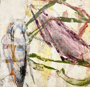 张梦宸《窗前风景之交配的蛾子》 60×60cm 木板综合材料&nbsp;2022 