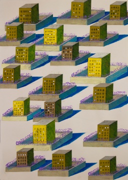 于朋《监狱》&nbsp;52×37cm&nbsp;纸上综合材料 2019 