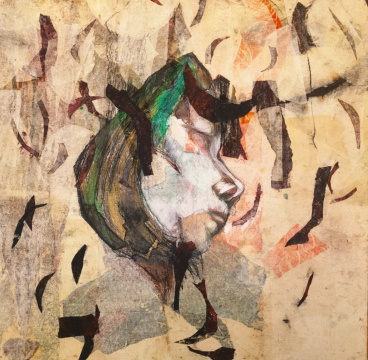 张梦宸《窗前风景之蒲公英》 &nbsp;60×60cm&nbsp;木板综合材料 2022 