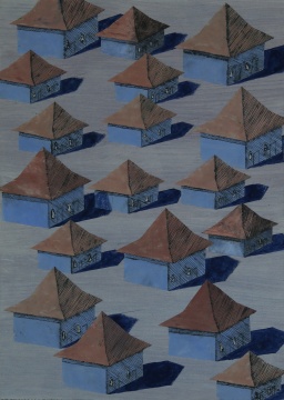 于朋《茅房》52×37cm&nbsp;纸上综合材料&nbsp; 2018 