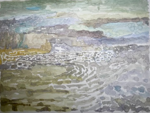丁澄 《江海之外》36x48cm&nbsp;⽔彩 2022 