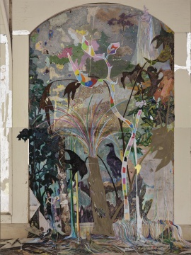 陈彧君，《人的大地》，2022，水彩纸上综合材料，298×224 cm 