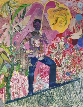 陈彧君，《要塞》，2022，水彩纸上综合材料，298×226 cm 